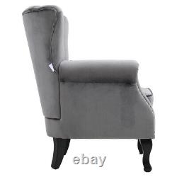 Vintage Velvet Armchair Tufted Back Fireside Sofa Leisure Accent Chair Home Cafe