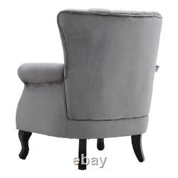 Vintage Velvet Armchair Tufted Back Fireside Sofa Leisure Accent Chair Home Cafe