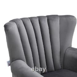 Vintage Velvet Armchair Tufted Back Fireside Sofa Leisure Accent Chair Home Cafe