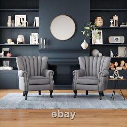 Vintage Velvet Armchair Tufted Back Fireside Sofa Leisure Accent Chair Home Cafe