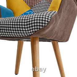 Vintage Wing Back Armchair &Footstool Fabric Accent Fireside Chair withWood Legs