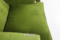 Vintage Wing Back Matching Pair of Fireside Armchairs Immaculate Green Velour