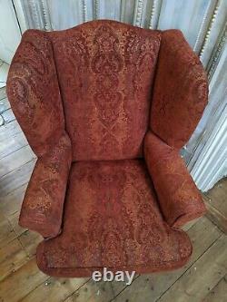 Vintage Wing High Back Upholstered SPRUNG Solid Fireside Library Armchair Chair