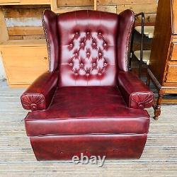 Vintage Wingback Faux Leather Fireside Armchair