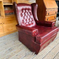 Vintage Wingback Faux Leather Fireside Armchair
