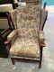 Vintage Wooden Framed Fireside Wingback Armchair Needs Cleaning