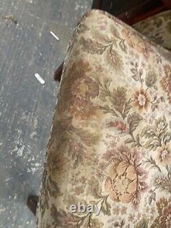 Vintage Wooden Framed Fireside Wingback Armchair needs cleaning