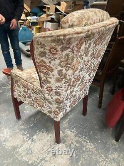 Vintage Wooden Framed Fireside Wingback Armchair needs cleaning