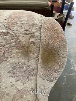 Vintage Wooden Framed Fireside Wingback Armchairs x 2 needs cleaning