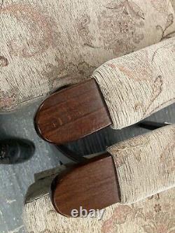 Vintage Wooden Framed Fireside Wingback Armchairs x 2 needs cleaning