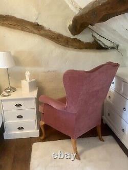 Vintage fire side Parker Knoll PK 1140 Wing Back Armchair, blush velour