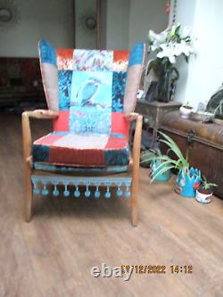 Vintage wingback fireside armchair, patchwork