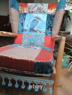 Vintage wingback fireside armchair, patchwork