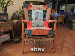 Vintage wingback fireside armchair, patchwork