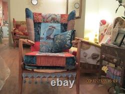Vintage wingback fireside armchair, patchwork
