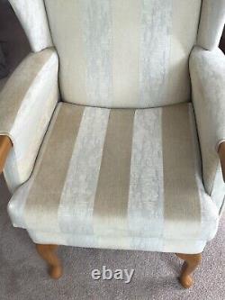 WINGBACK HSL FIRESIDE CHAIR Light Wood Finish Good Condition