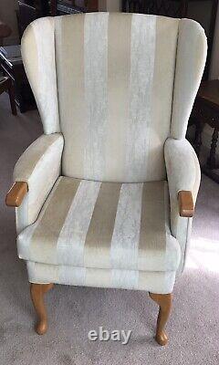 WINGBACK HSL FIRESIDE CHAIR Light Wood Finish Good Condition