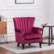 Wine Red Occasional Velvet Wing Back Oyster Lounge Armchair Sofa Fireside Chair
