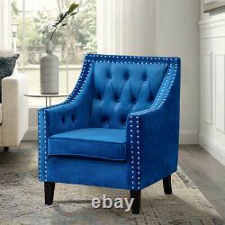 WingBack Buttoned Cuddle Chair Velvet Fireside Armchair with Rivets Cushioned Sofa