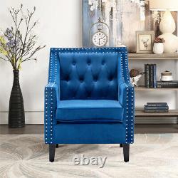 WingBack Buttoned Cuddle Chair Velvet Fireside Armchair with Rivets Cushioned Sofa