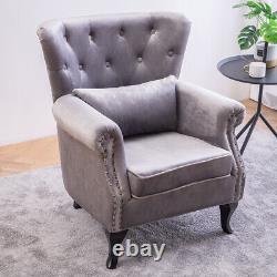 Wing Back Armchair Button Tufted High Back Lounge Chair Fireside Sofa withCushion