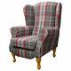 Wing Back Armchair Fireside Chair Duchess In Balmoral Rosso Red Tartan Fabric