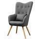 Wing Back Armchair Fireside Chair Linen Bedroom Sofa Occasional Seat & Footstool
