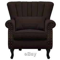 Wing Back Armchair Fireside Recliner Velvet Fabric Armchair Sofa Chairs Lounge
