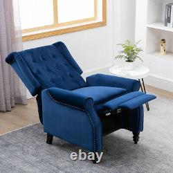 Wing Back Armchair Recliner Chair Fireside Velvet Reclining Lounge Bedroom Brown