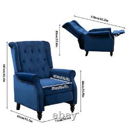 Wing Back Armchair Recliner Chair Fireside Velvet Reclining Lounge Bedroom Brown