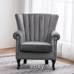 Wing Back Armchair Retro Oyster Back Accent Chair Queen Anne Chair Fireside Sofa