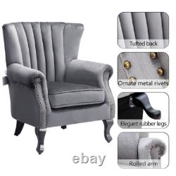 Wing Back Armchair Retro Oyster Back Accent Chair Queen Anne Chair Fireside Sofa
