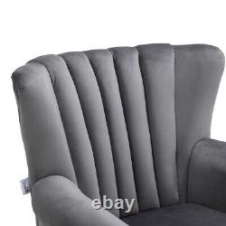 Wing Back Armchair Retro Oyster Back Accent Chair Queen Anne Chair Fireside Sofa