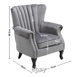 Wing Back Armchair Retro Oyster Back Accent Chair Queen Anne Chair Fireside Sofa
