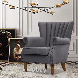 Wing Back Armchair Upholstered Accent Chair Fireside Sofa Bed LivingRoom Lounge