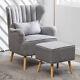 Wing Back Chair Armchair Lazy Lounger With Footstool & Cushion Fireside Bedroom
