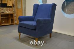 Wing Back Chair Blue Fabric Sofa.com Duke Armchair Fireside Accent Traditional
