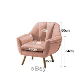 Wing Back Chair Blush Pink Velvet Fabric Armchair Sofa Shell Back Fireside Chair