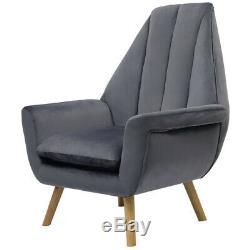 Wing Back Chair Upholstered Velvet Armchair Fabric Tub Sofa Retro Fireside Seat