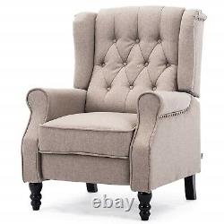 Wing Back Chesterfield Armchair Vintage Recliner Lounge TV Chair Fireside Seat