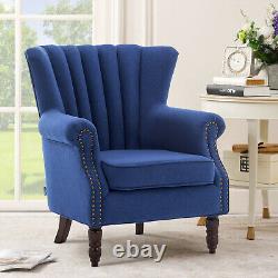 Wing Back Chesterfield Fireside Occasional Armchair High Back Fabric Tub Chair