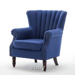 Wing Back Chesterfield Fireside Occasional Armchair High Back Fabric Tub Chair