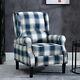 Wing Back Fabric Check Recliner Chair Armchair Sofa Lounge Cinema Fireside Home
