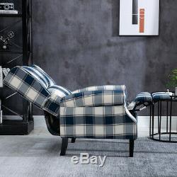 Wing Back Fabric Check Recliner Chair Armchair Sofa Lounge Cinema Fireside Home