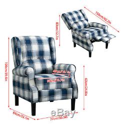 Wing Back Fabric Check Recliner Chair Armchair Sofa Lounge Cinema Fireside Home