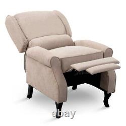 Wing Back Fabric Herringbone Fireside Armchair Recliner Lounge Chair Sofa Home