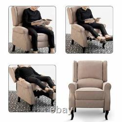 Wing Back Fabric Herringbone Fireside Armchair Recliner Lounge Chair Sofa Home