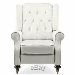 Wing Back Fabric Herringbone Fireside Recliner Armchair Sofa Lounge Chair