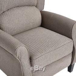 Wing Back Fabric Herringbone Fireside Recliner Armchair Sofa Lounge Chair Uk