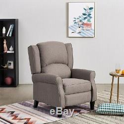 Wing Back Fabric Herringbone Fireside Recliner Armchair Sofa Lounge Chair Uk